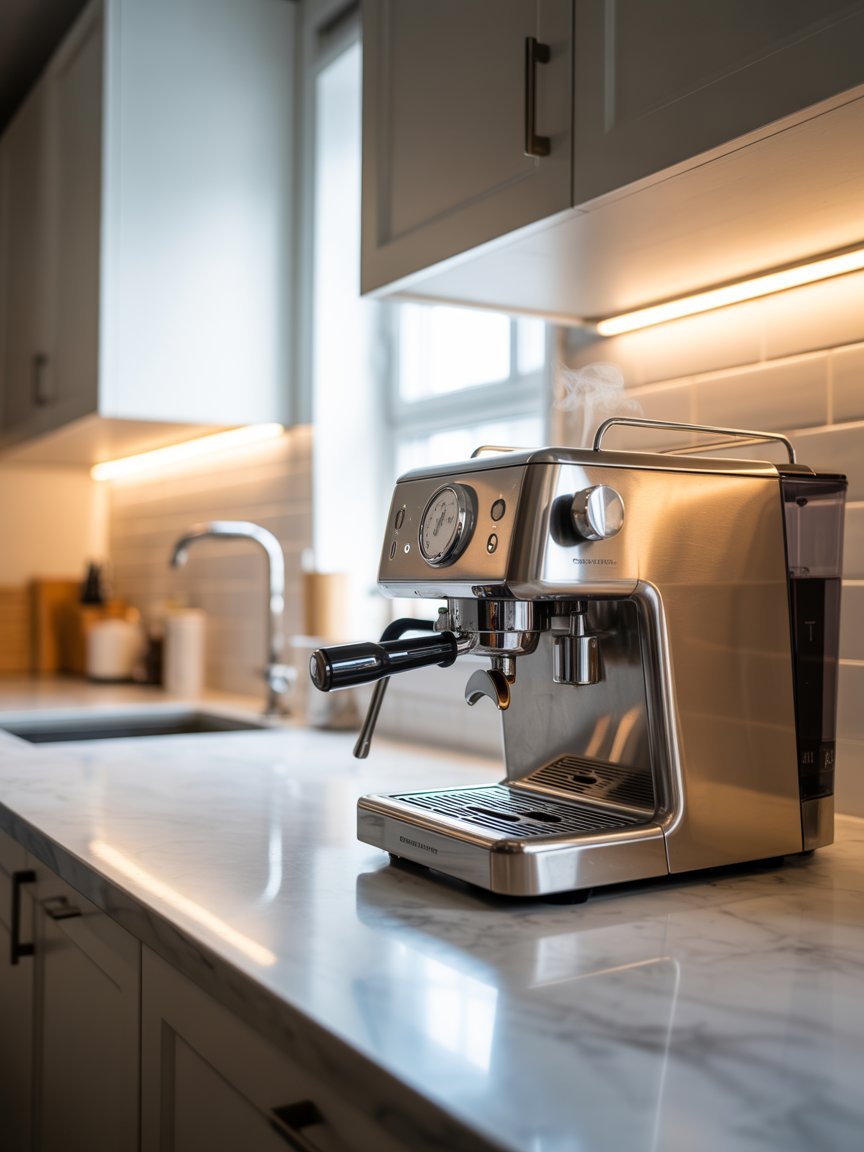 a sleek modern coffee machine Raving Kitchen